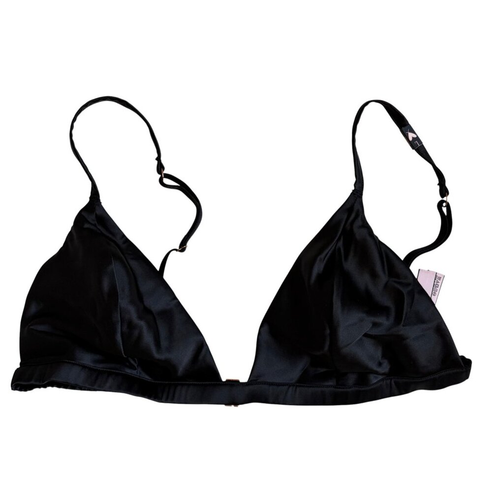 Victoria's Secret Satin Triangle Bralette (Black) - Large